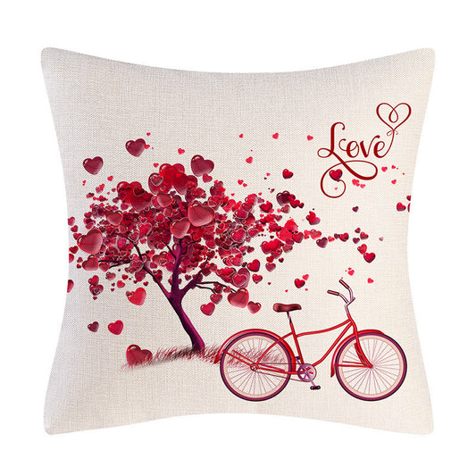 Valentine's Day Linen Throw Pillowcase Gift