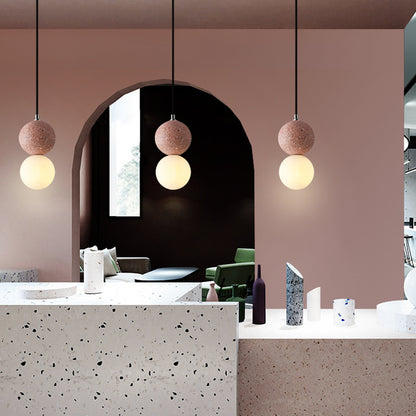 Minimalist Terrazzo Finish Hanging Lamp Fixture