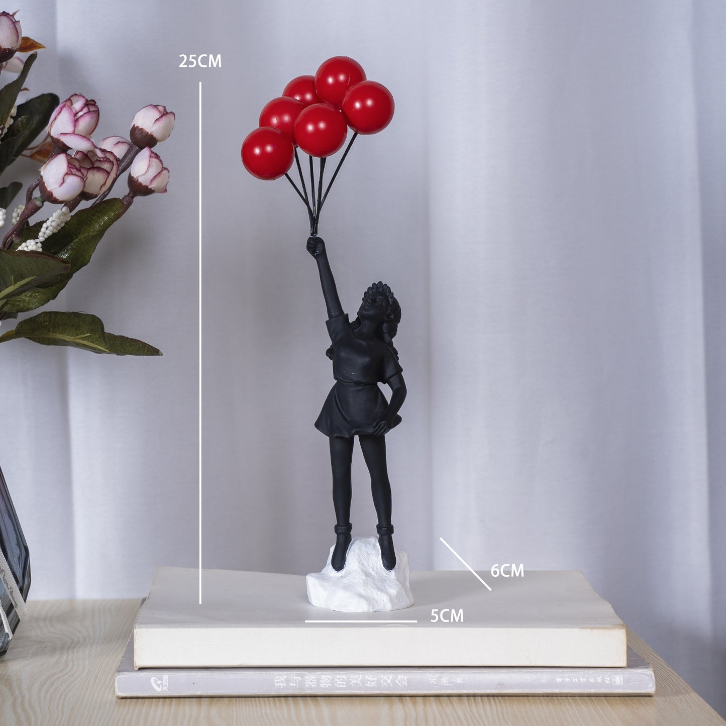 Little Girl with Balloon Resin Art Sculpture