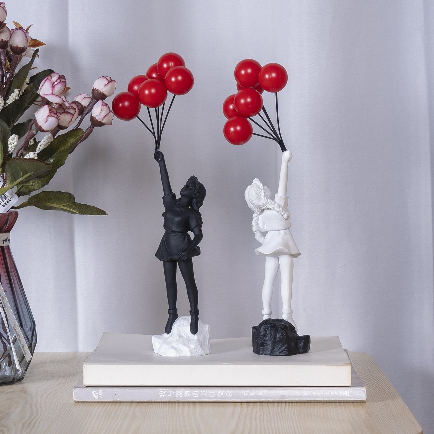Little Girl with Balloon Resin Art Sculpture