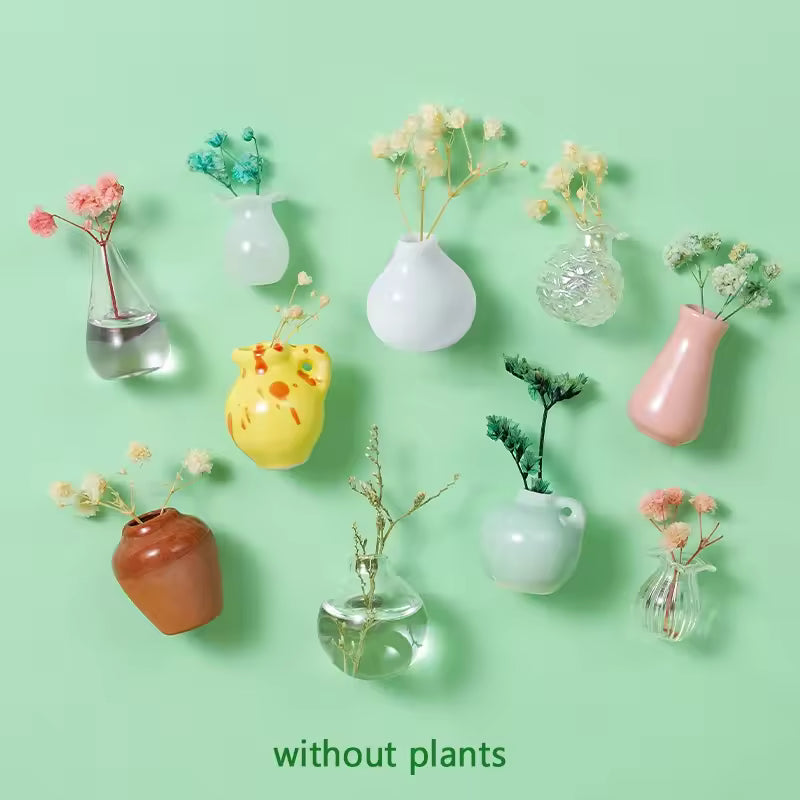 Cute Plant Ceramic Vase Fridge Magnets