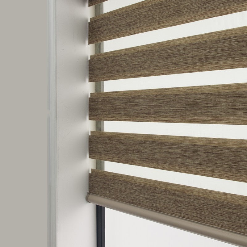 Modern Dual-Layer Gauze & Fabric Roller Curtain