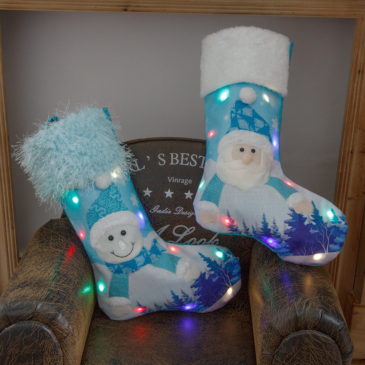 Christmas Stockings with Lights | Large Glowing Gift & Candy Bag Decoration